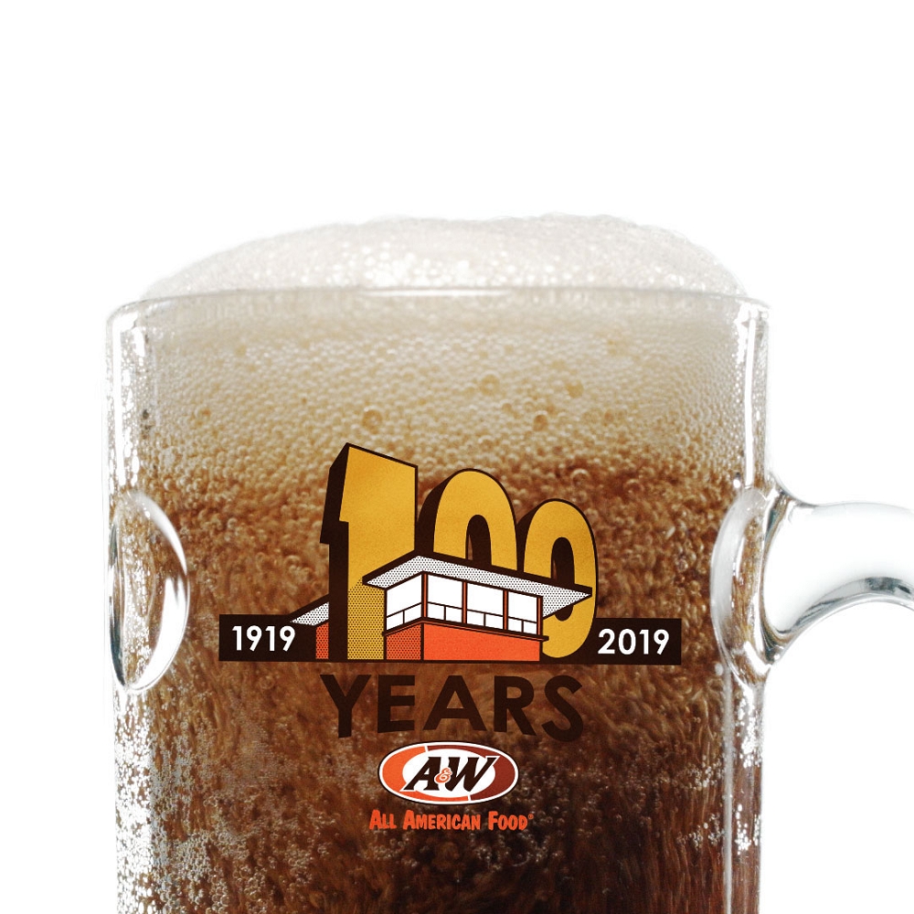 100th Anniversary Collector's Mug filled with A&W Root Beer