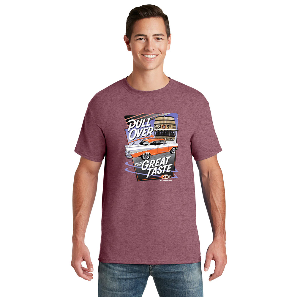 Heathered maroon t-shirt with Cruisin' 2023 artwork