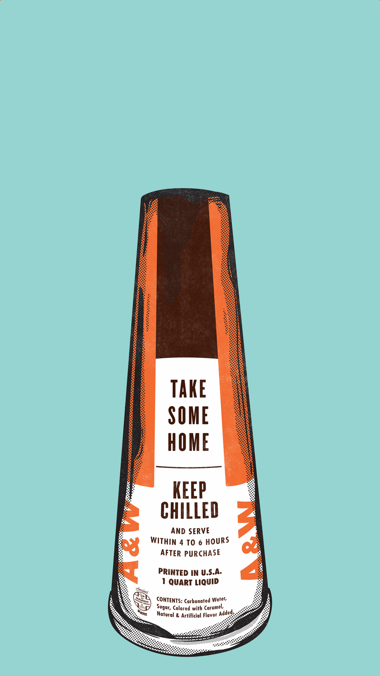 Root Beer megaphone on light blue background