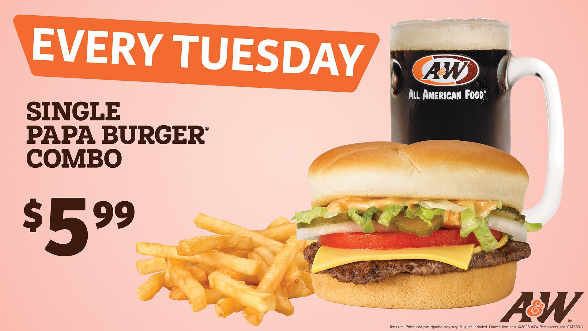 Every Tuesday: Single Papa Burger Combo for $5.99